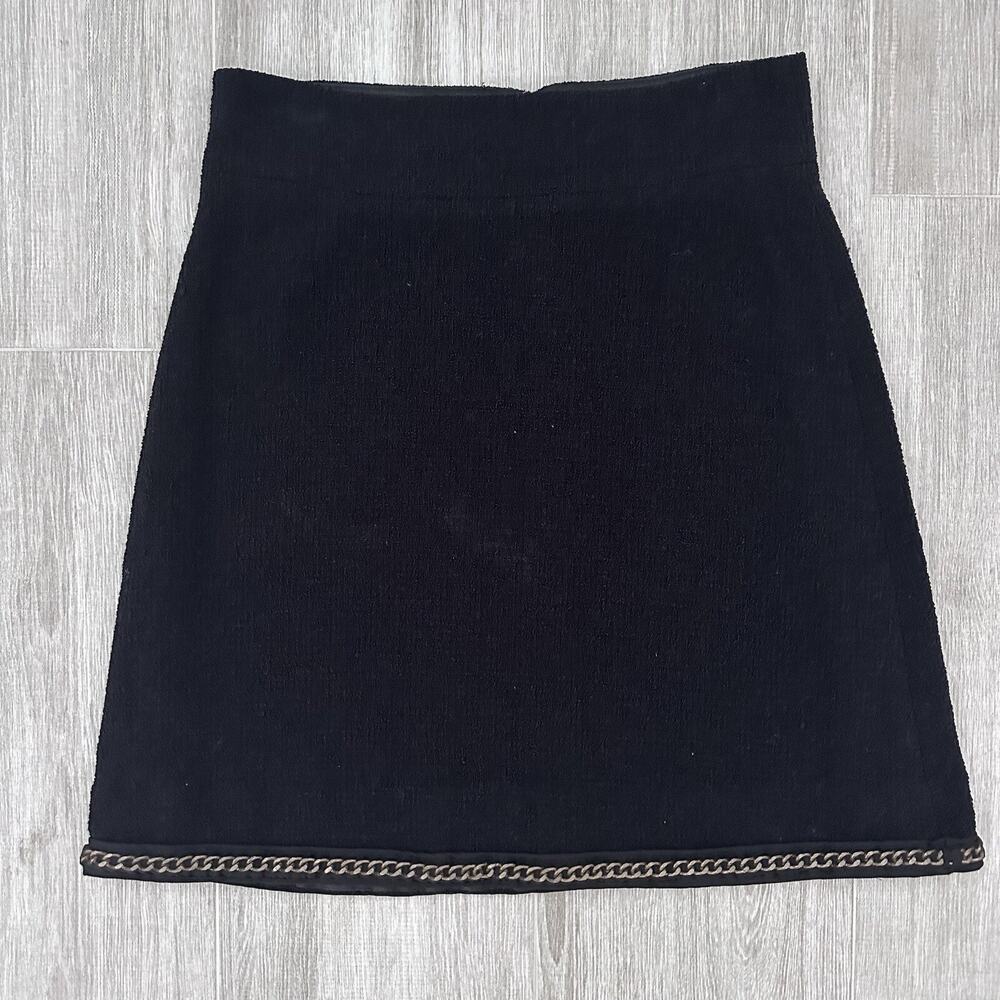 Kate Spade Classy Feminine Skirt The Rules Black Chain A Line Skirt Tweed Size 4